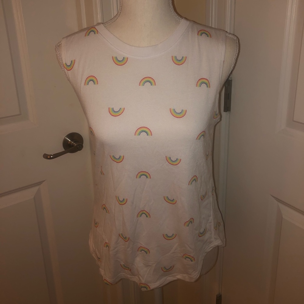 White with Rainbows Tank Top (worn once)
